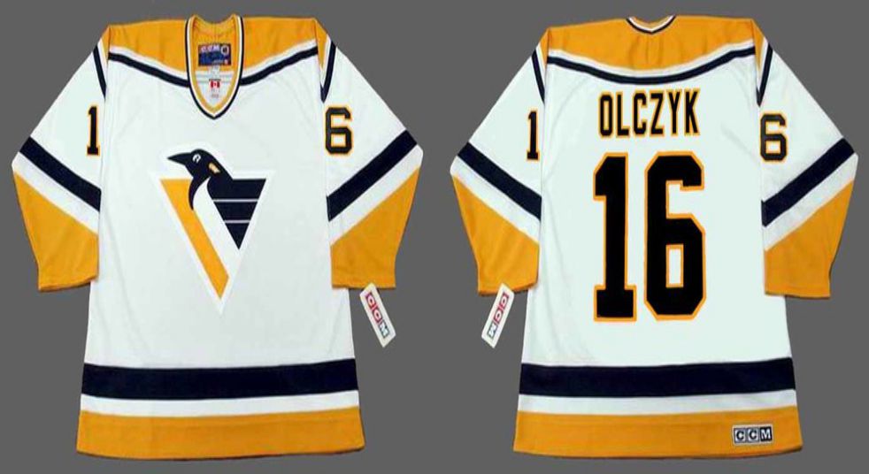 2019 Men Pittsburgh Penguins #16 Olczyk White CCM NHL jerseys->pittsburgh penguins->NHL Jersey